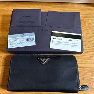 Authentic used Prada black wallet